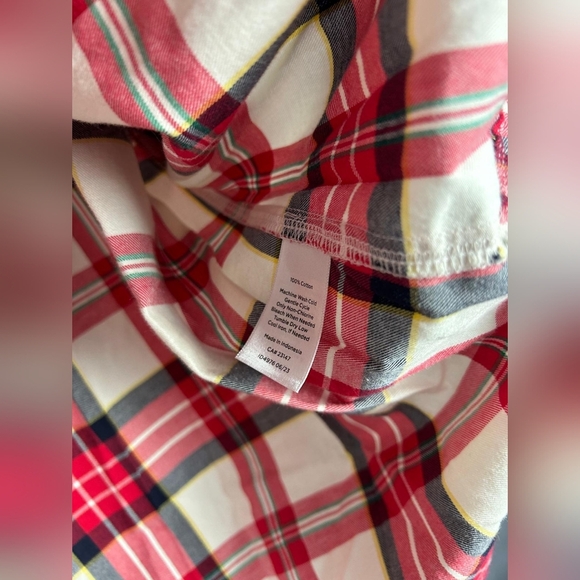 Talbots Red Multi Shimmer Plaid  Long Sleeve Button Down Shirt Size 2X - Picture 6 of 9